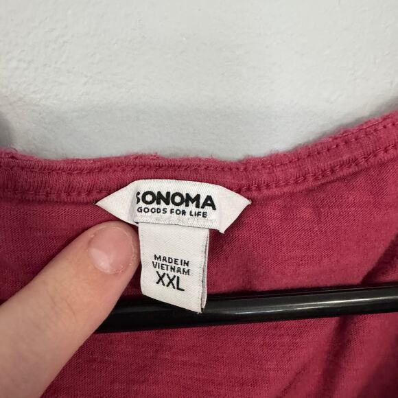 Sonoma Women's Muted Red Belted Mini Dress Plus Size XXL Rolled Cap Sleeves - Picture 3 of 6